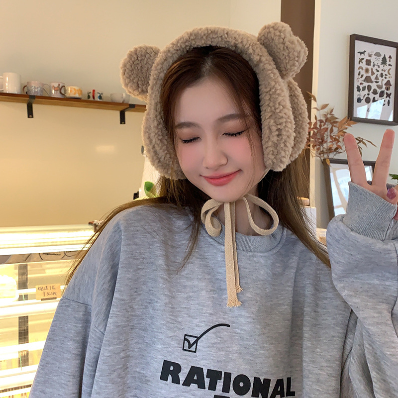 INS nuevo a prueba de frío oso orejeras invierno felpa oreja de dibujos animados cubierta caliente chica suave chica orejas calientes hembra