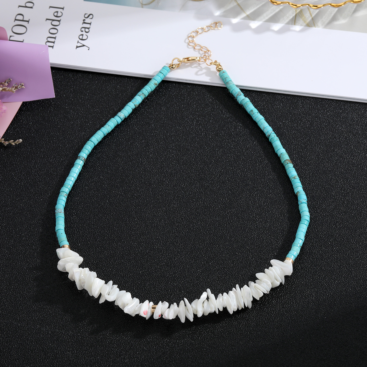 11g Weight Necklace Classification Natural Stone Chain Material 1 Piece Quantity Daily Occasion natural stone Material Geometric Pattern Women'S Gender Beaded Design Retro Style Retro Geometric Natural Stone Beaded Necklace 1 Piece 6