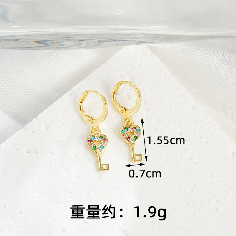 Collar de oro de arena vietnamita transfronterizo, juego de pendientes con llave de amor de diamantes de lujo ligero, joyería de cobre chapada en oro para mujer