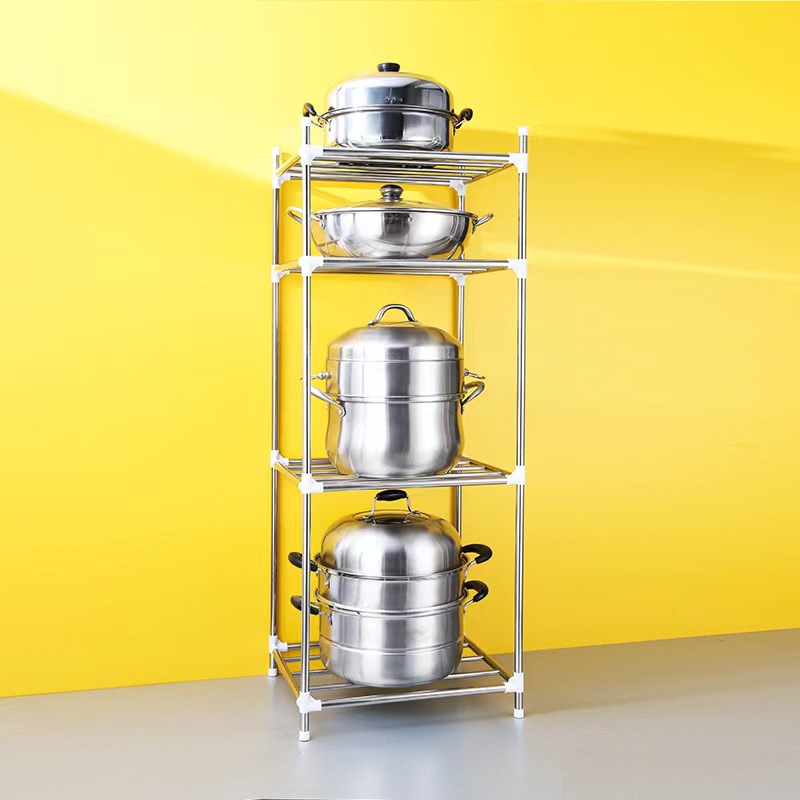 Estante de lavabo de acero inoxidable cocina estante de almacenamiento multifuncional piso estante de almacenamiento de múltiples capas estante organizador de almacenamiento rack