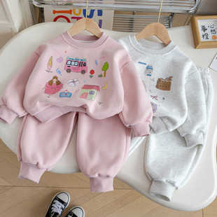 Children's Sweatshirt suit Spring and Autumn 2025 New Girls Sportswear Cartoon Children's Western Style Autumn Outdoor Two-piece Set