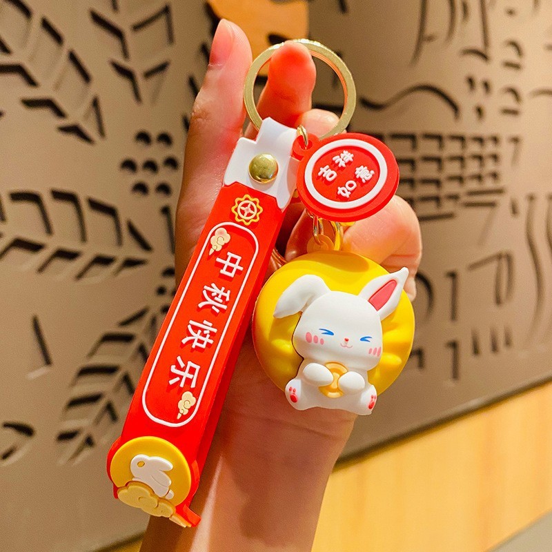 クリエイティブぬいぐるみかぎ針編みムーンウサギキーホルダー人形スクールバッグペンダント小さなペンダントカップル小さなギフトギフト|undefined