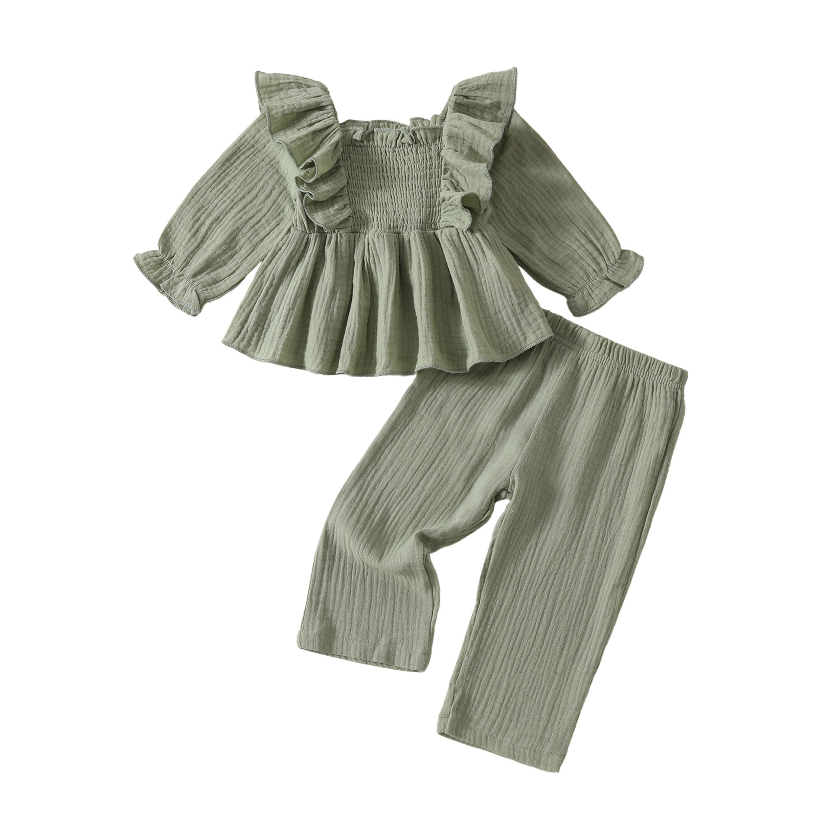 208g Weight Kids Clothing Sets Children's Clothing Type Long Sleeve Sleeve Length Cotton and Linen Fabric Type Pants Sets Sets Type 2 Pieces Set Quantity Casual, Daily Occasion Collarless Neckline Regular Fit Fit Type Solid Color Pattern Spring, Autumn Season Baby Girl'S, Girl'S Gender Simple Style Style Simple Style Solid Color Cotton And Linen Girls Clothing Sets 1