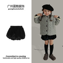 女童纯色绒绒花苞裤2026冬季新款女宝宝个性时髦裤子儿童百搭裤潮