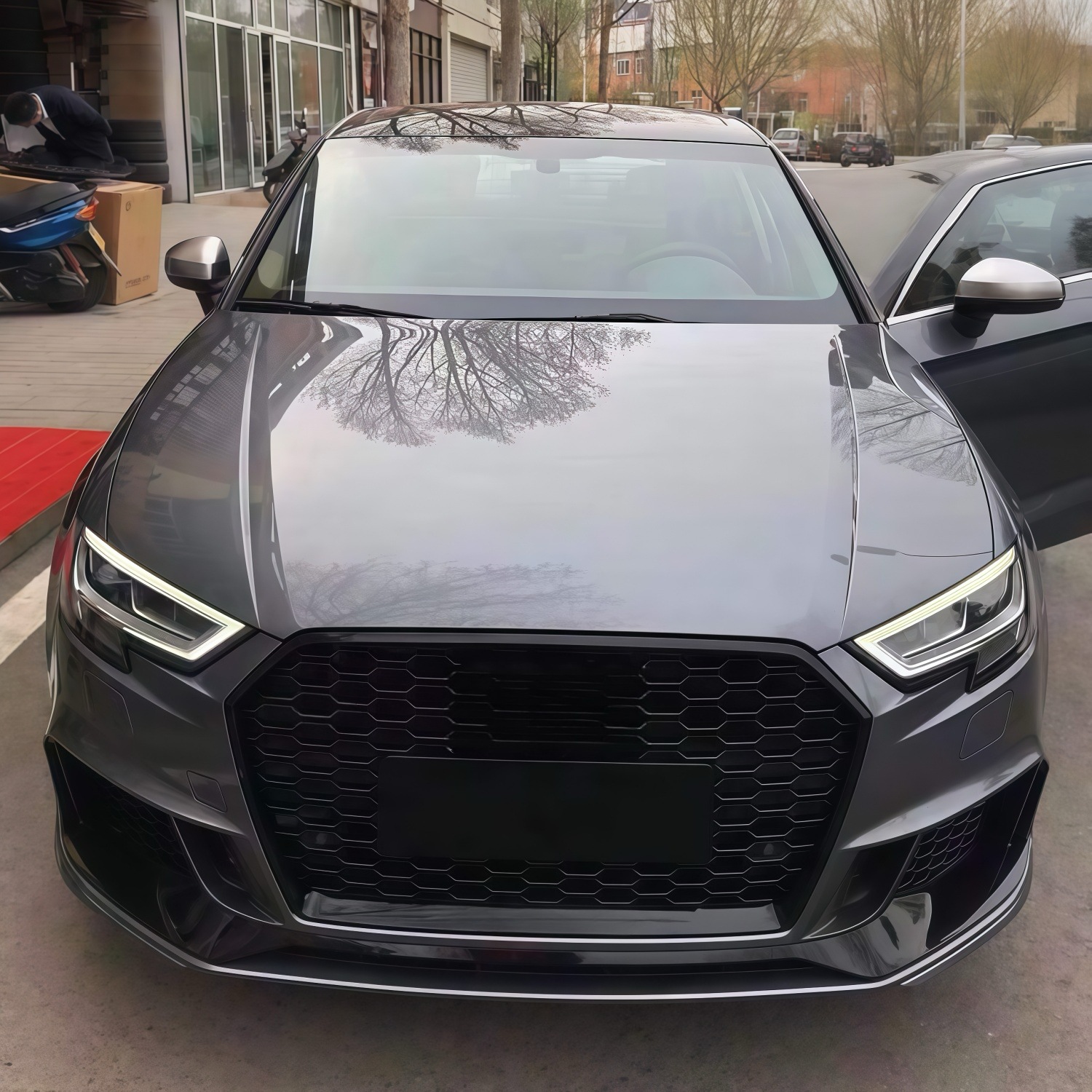 17-20 Models Are Suitable for Audi A3 Modification and Upgrade to Rs3 Large Body Kit Front Face, A3-Specific Rs3 Grille Bumper
