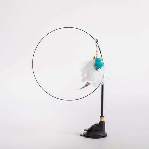 Suction cup cat teaser stick wholesale cat toy telescopic pole replaceable feather bell long pole cat self-pleasure pet supplies