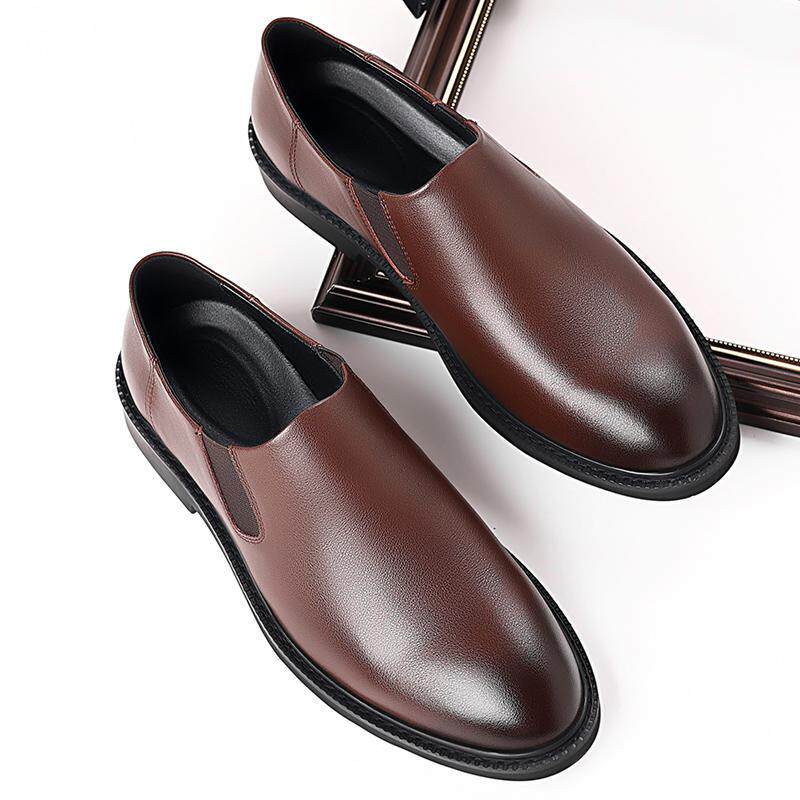 Giày da nam cổ thấp mũi tròn kiểu lười xỏ chân, đế cao su, phối đồ công sở và dạo phố — Màu nâu 1789, Màu đen 1789