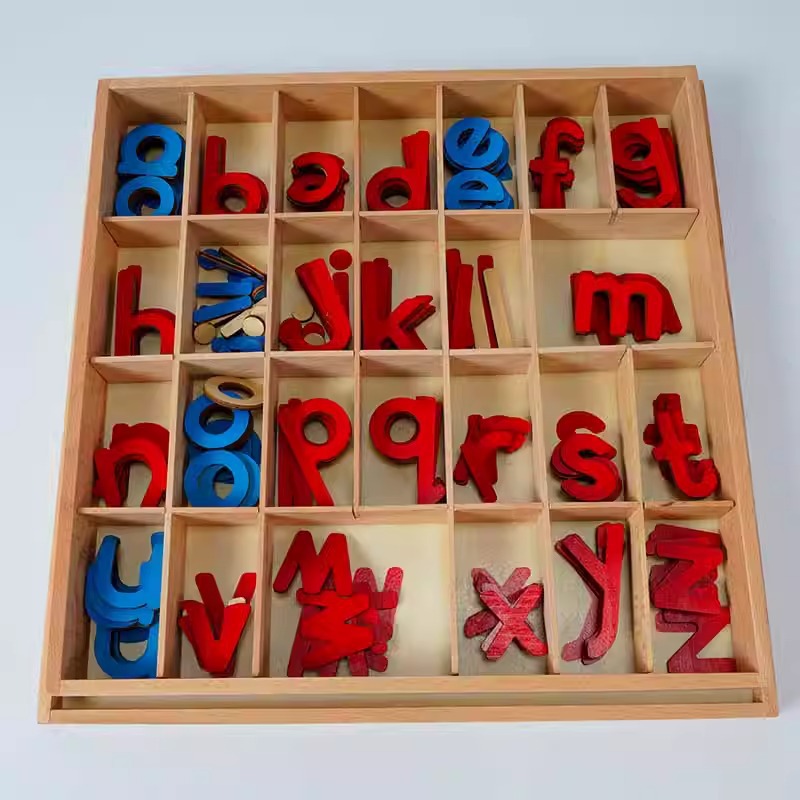 Montessori ayudas didácticas Montessori educación temprana jardín de infantes juguetes educativos de madera para niños actividad caja de letras conjunto de bloques de construcción