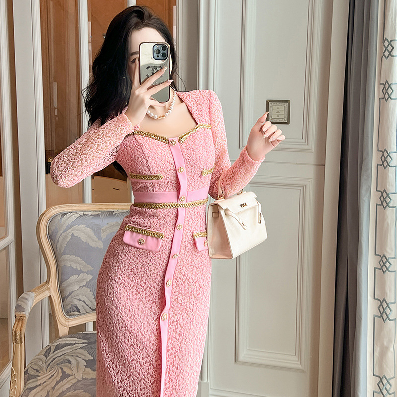 Đầm ren ôm body nữ cổ vuông phong cách Chanel — Hoa Anh Đào