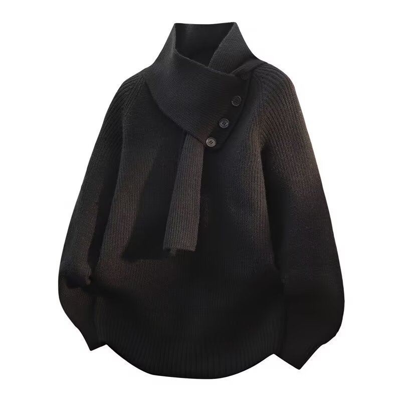 Explosiones transfronterizas de tamaño grande turban desmontable camisa de punto suéter masculino botón de sentido superior otoño invierno fábrica al por mayor