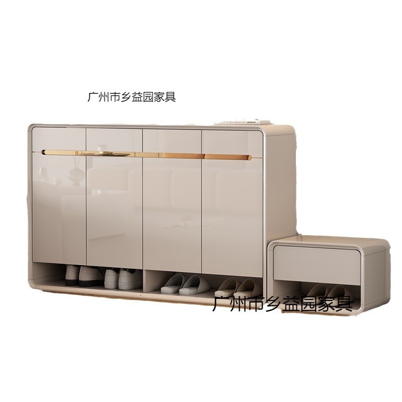 入户鞋柜家用门口现代简约轻奢玄关储物柜坐凳一体爆款奶油风|undefined