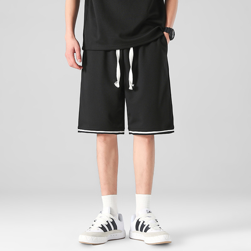 Al por mayor transfronterizo deportivo de ocio de verano de mangas cortas pantalones elásticos de cinco puntos de hombre de punto sueltos pantalones rectos image 7
