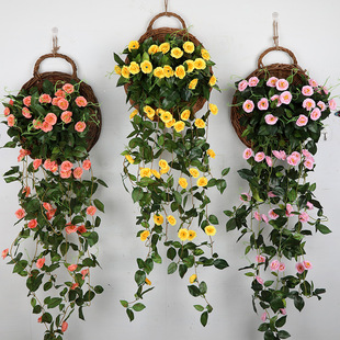 New Simple Woven Hanging Basket Flower Pot Flower Set Creative Wall Hanging Handmade Rattan Decoration Willow Wall Hanging