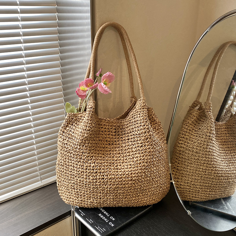 Straw Woven Beach Bag Large Capacity Vacation Shoulder Bag For Women 2026 Summer New Arrival