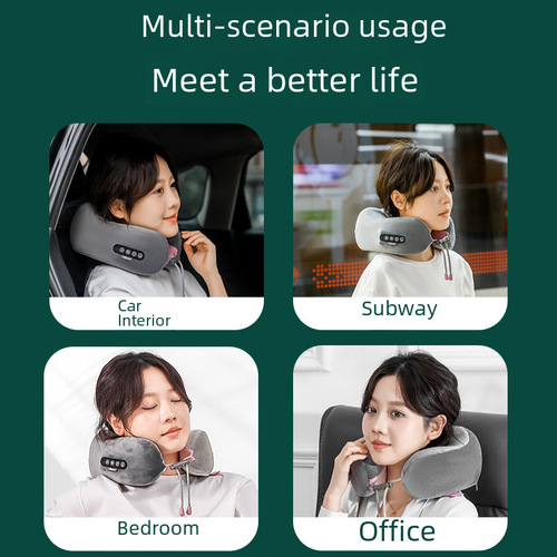 Neck Massager, Multi-functional Home C-shaped Massage Pillow, Portable Travel Electric Kneading and Heating Neck & Shoulder Massager