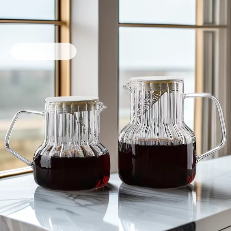 ✅ Cafetera de vidrio con cubierta Cafetera de café compartida Cafetera de café casera Cafetera de extracción en frío con filtro