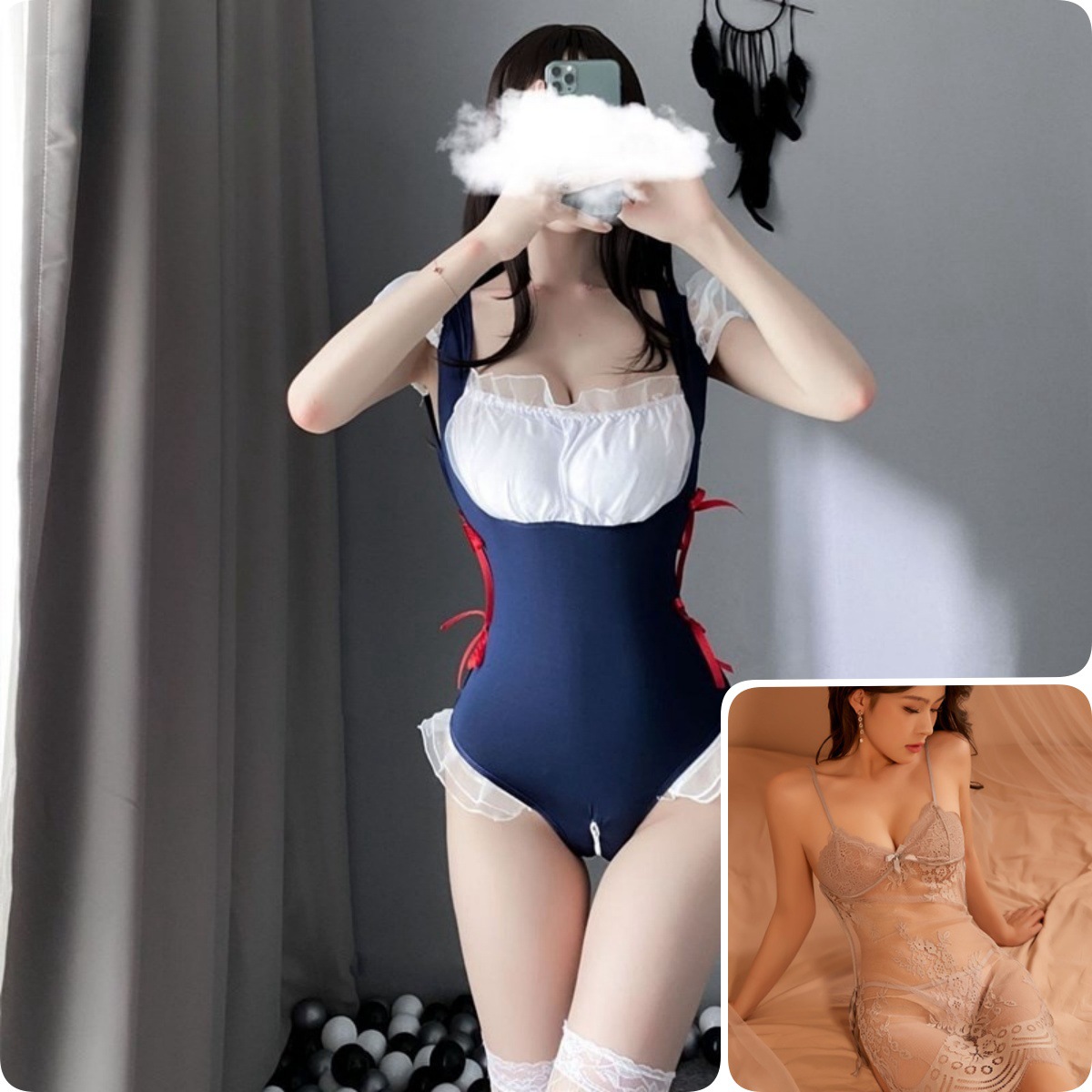퓨어디자이어 메이드 점프수트(블루) +0652 하이엔드 나이트가운