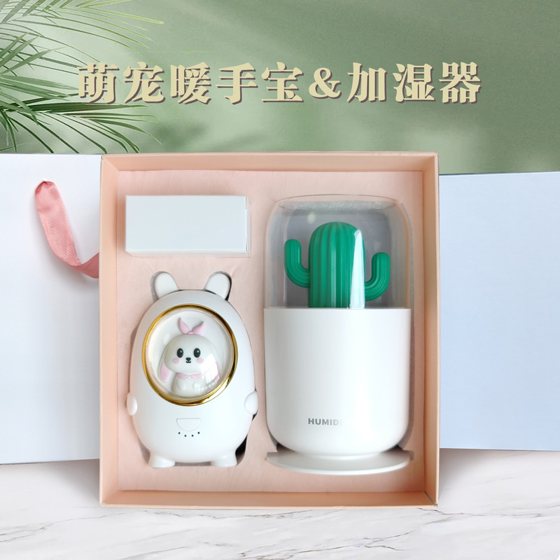 Rechargeable hand warmer humidifier autumn and winter hydrating gift box suit warm heart gift box Bank welfare enterprise activity gift
