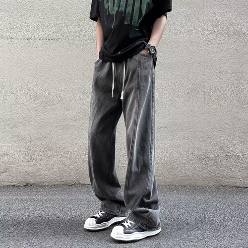 Vintage Men's Summer Thin Straight Leg Loose Trendy Workwear Wide Leg Men's Casual Long Pants Dropshipping