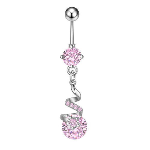 Amazon's new zircon navel ring—silver-colored belly button piercing jewelry, available for wholesale and dropshipping via cross-border e-commerce.
