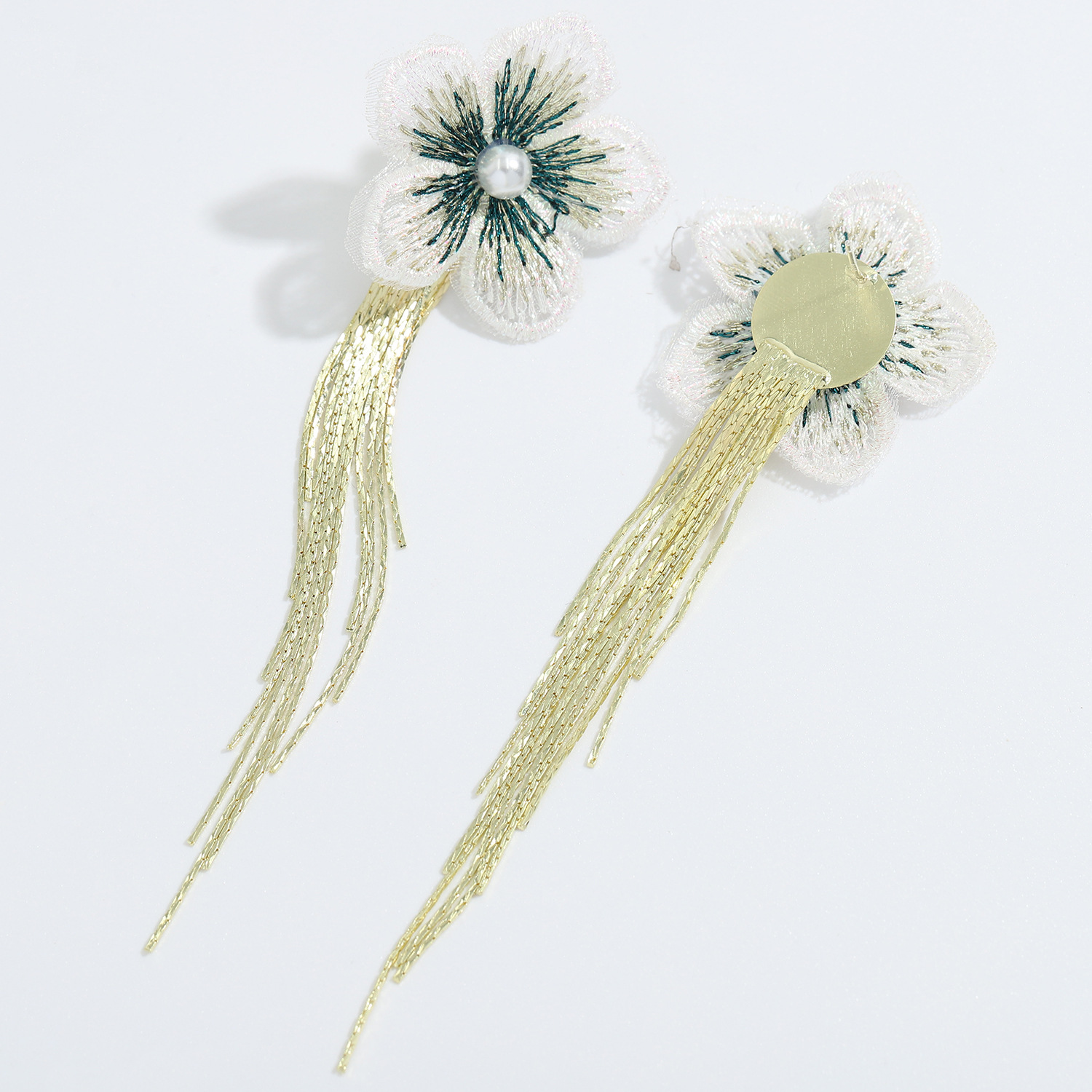 Korean Mesh Fabric Flower Earrings display picture 6