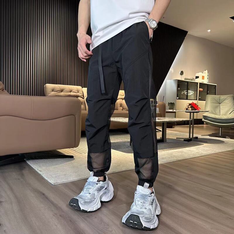 Summer New Men's Rainproof Letter Pants All-match Casual Pants Simple Leggings Lightweight Breathable Thin Pants