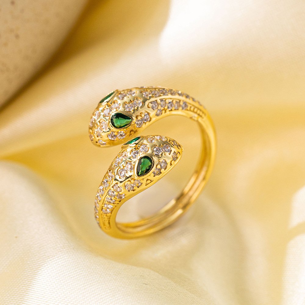 Wholesale Jewelry Vintage Style Classic Style Heart Shape Crown Bow Knot Copper Zircon Plating Open Rings display picture 9