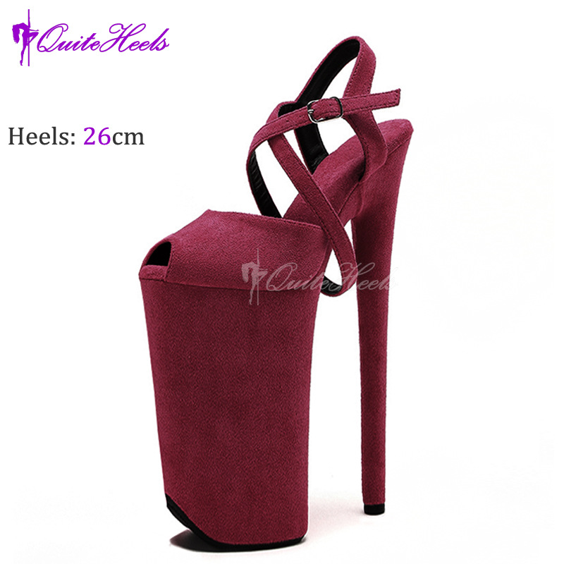 Giày sandal cao gót nữ hở mũi gót siêu cao 26 cm — rượu vang đỏ, đen, Màu mơ (Xingli), màu hồng