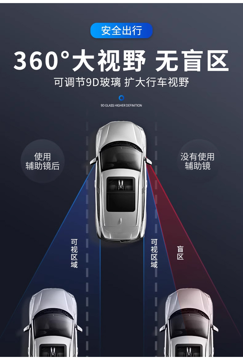 Car mirror auxiliary rearview mirror blind spot mirror add-on mirror coach car mirror auxiliary mirror wide-angle large field of view