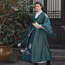 原创汉服明制交领袍鹤莲语男女CP同款中国风学生超仙刺绣套装春夏