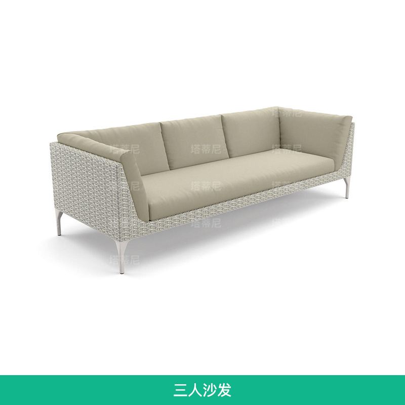 Conjunto de sofás para exteriores, muebles de esquina para patio o balcón, sofá de ratán para terraza de villa o solárium.