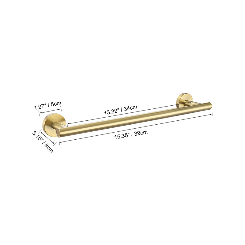 Baño transfronterizo Juego de colgantes de oro cepillado de acero inoxidable Barra de toalla Anillo de toalla Soporte de rollo de papel Gancho para ropa Kit de baño