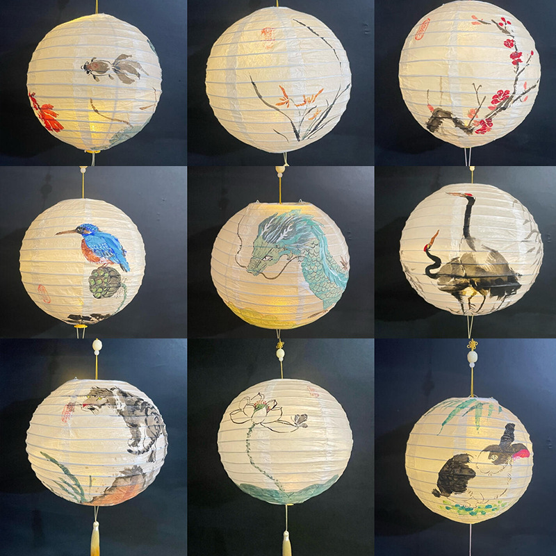 纯白色美术diy绘画灯笼儿童涂鸦画画手绘元旦新年手工厂家批发