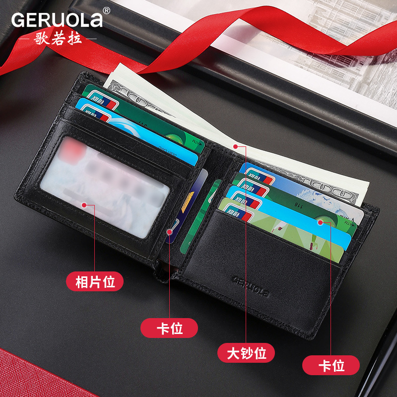 Cartera para hombre Cuero 2025 Nuevo estilo Cuero corto Cartera delgada Cartera Tarjetero Regalo de cumpleaños para novio y padre