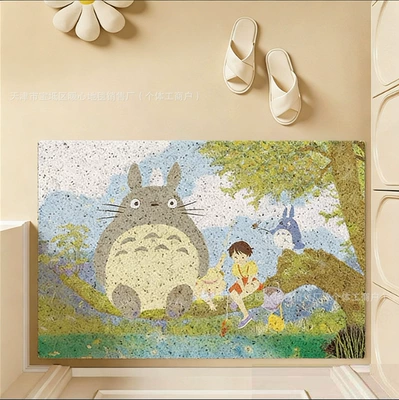 Avtomobil döşəmə paspasları | Customizable Pvc Door Mat - totoro-fishing-in-the-shade-4060cm-silk-circle