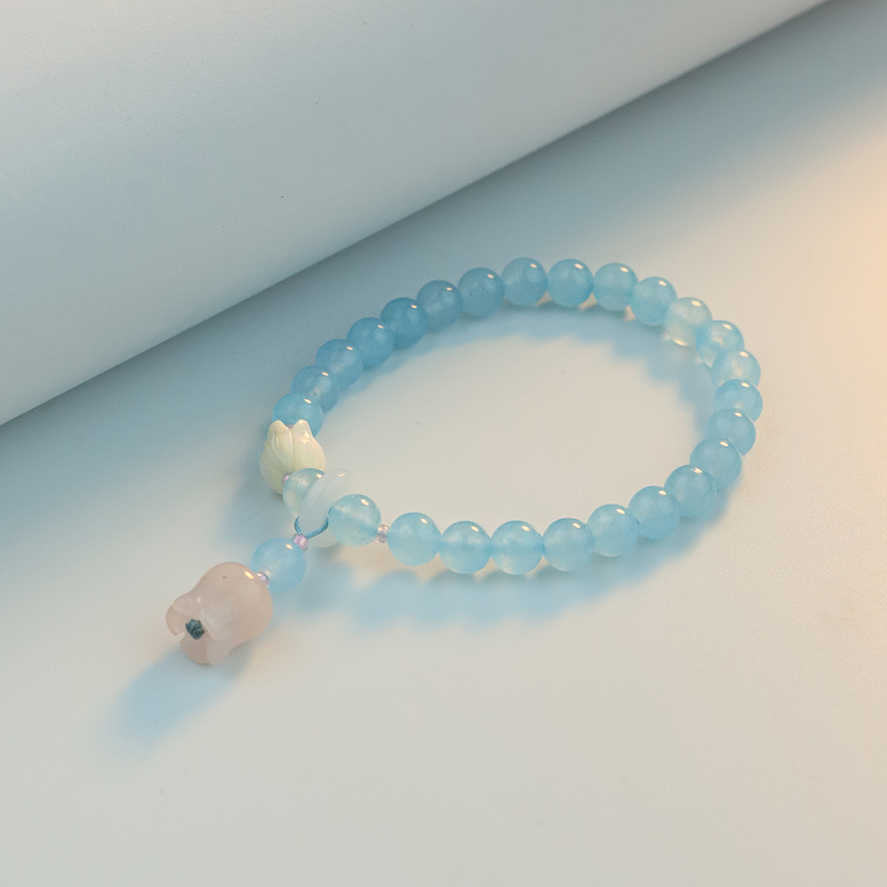 Templo con flores de tulipán de alta calidad, pulseras de nicho de diseño, pulseras de cristal al por mayor.