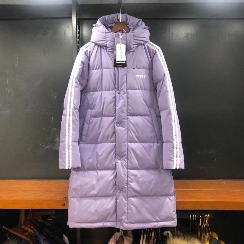 25冬季NERDY男女款情侣款后背反光字母学院风连帽羽绒服外套|undefined