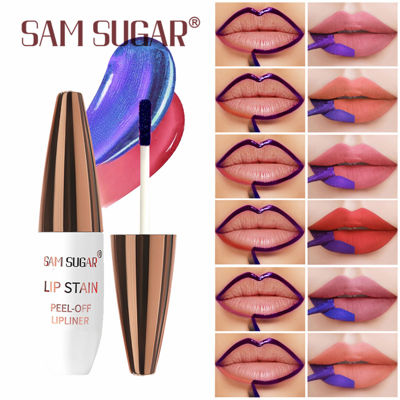 跨境SAM SUGAR撕拉唇线 自然哑光易上色唇釉持久不沾杯防水口红|undefined