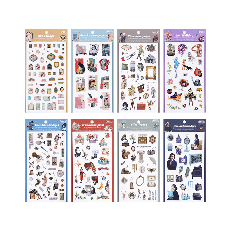 Nostálgico coleccionista diario pegatinas transfronterizas retro pegatinas de Niños Americanos creativo Goka Diario material pegatinas