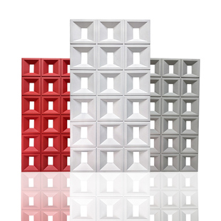 Trendy Abs Nine-Grid Double-Sided Partition Pu Component Hollow Brick Background Wall Hollow Art Decoration Multi-Hole Brick