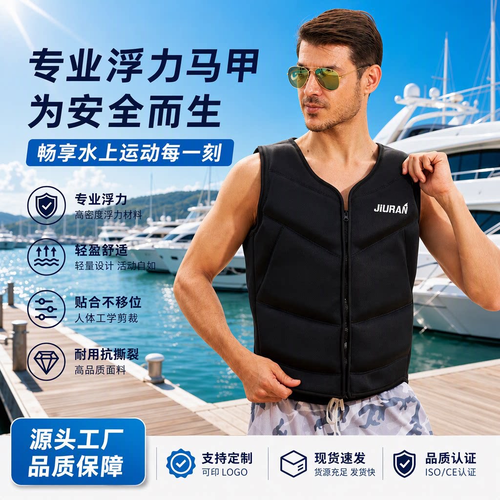Neoprene Life Vest for Adults and Children, Anti-Choking Swimming Buoyancy Vest, Water Play and Fishing Gear