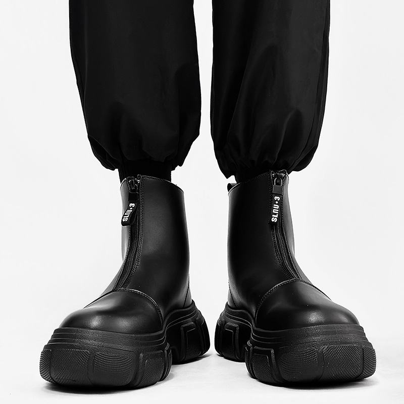 Men's Shoes high top leather boots trend large size rain boots _voghion.com
