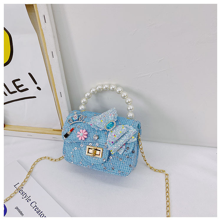 Girl'S Cloth Flower Bow Knot Cute Sequins Pearls Square Lock Clasp Crossbody Bag display picture 56