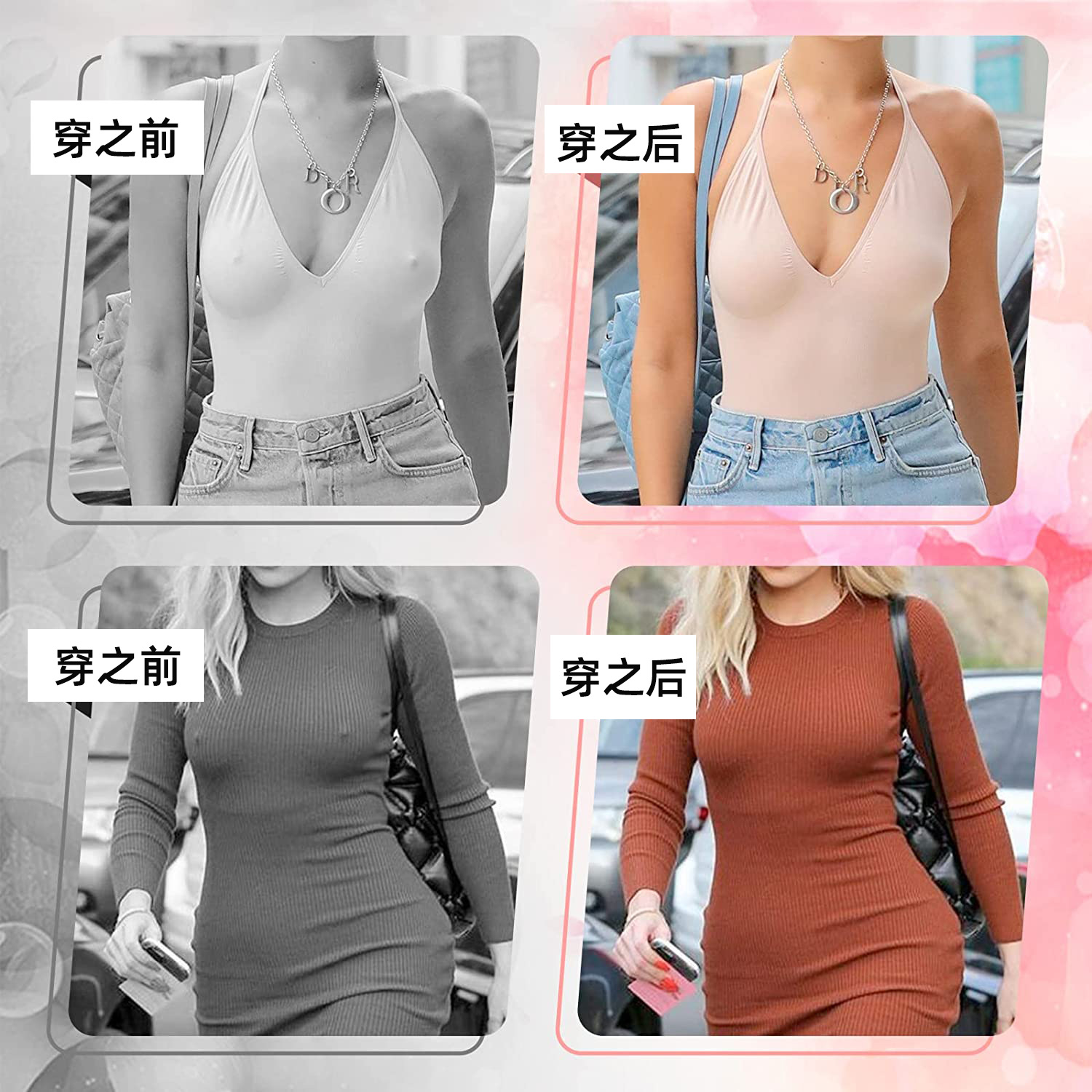 Non-woven disposable breast pads for cross-border trade, round heart-shaped silicone invisible nipple pads to prevent bumps and exposure, plum-shaped nipple stickers