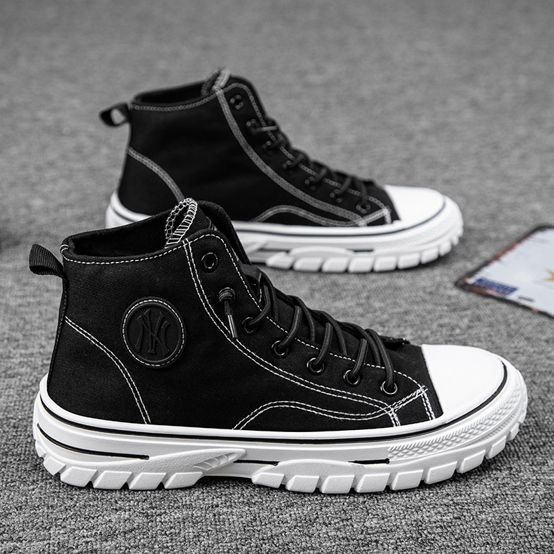 Spring and Autumn New Men's High-Top Canvas Shoes Korean Style Trendy Sports Casual Shoes Fashion Trendy Shoes Student Sneakers