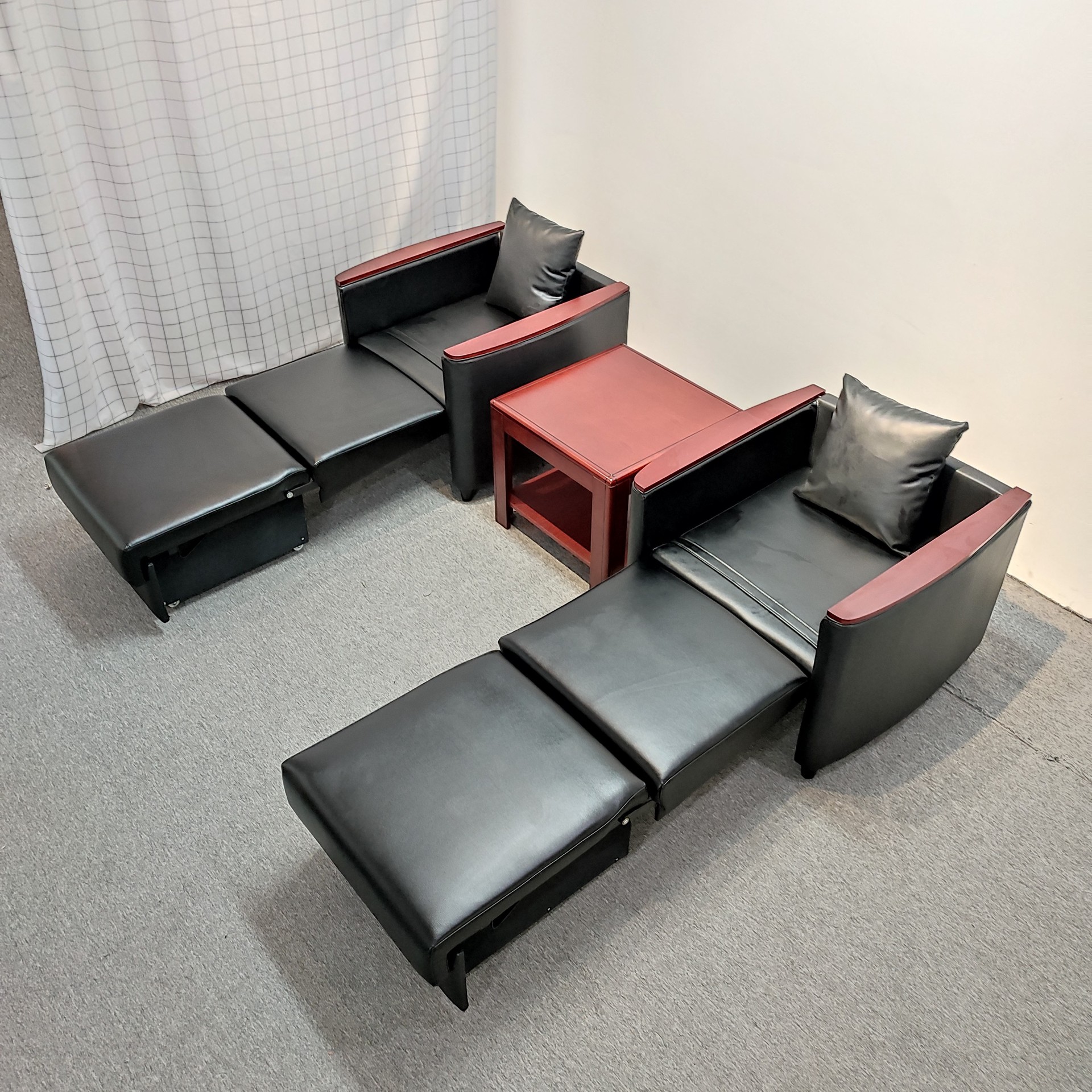 Almacenamiento plegable multifuncional de una sola persona balcón sofá cama de almuerzo tecnología tela silla de oficina artística de cuero