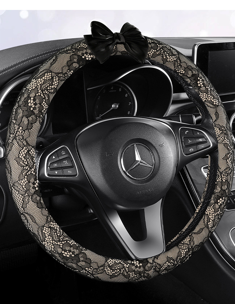 Cross-Border 26-Year New Model Lace Dirt-Resistant Breathable Non-Slip All-Season Universal Foreign Trade Exclusive Five-Seater Car Steering Wheel Cover