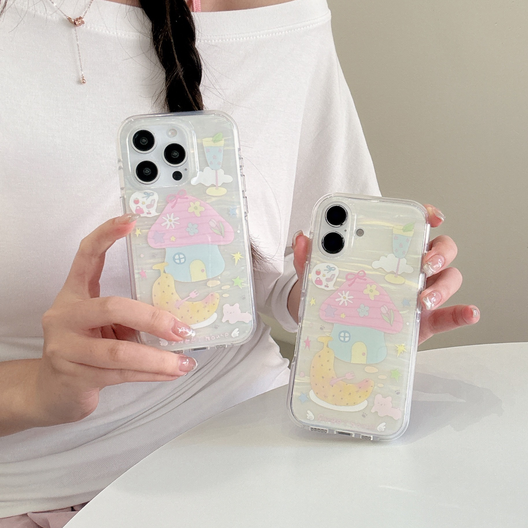 Ins viento patrón de concha casa plátano para iphone16ProMax funda para teléfono móvil Apple 14/15 mujer 13 nuevo