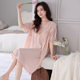Pajamas Women's Fixed Chest Pad Princess Style Nightgown Tiansilk Lace Mid-length Pregnant Women's plus size Nightgown