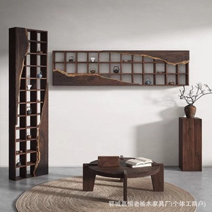 Old Elm Tea Cup Rack Duobao Pavilion Wall-Mounted Storage Rack Antique Shelf Tea Tea Room Floor-Standing Bookshelf Wholesale
